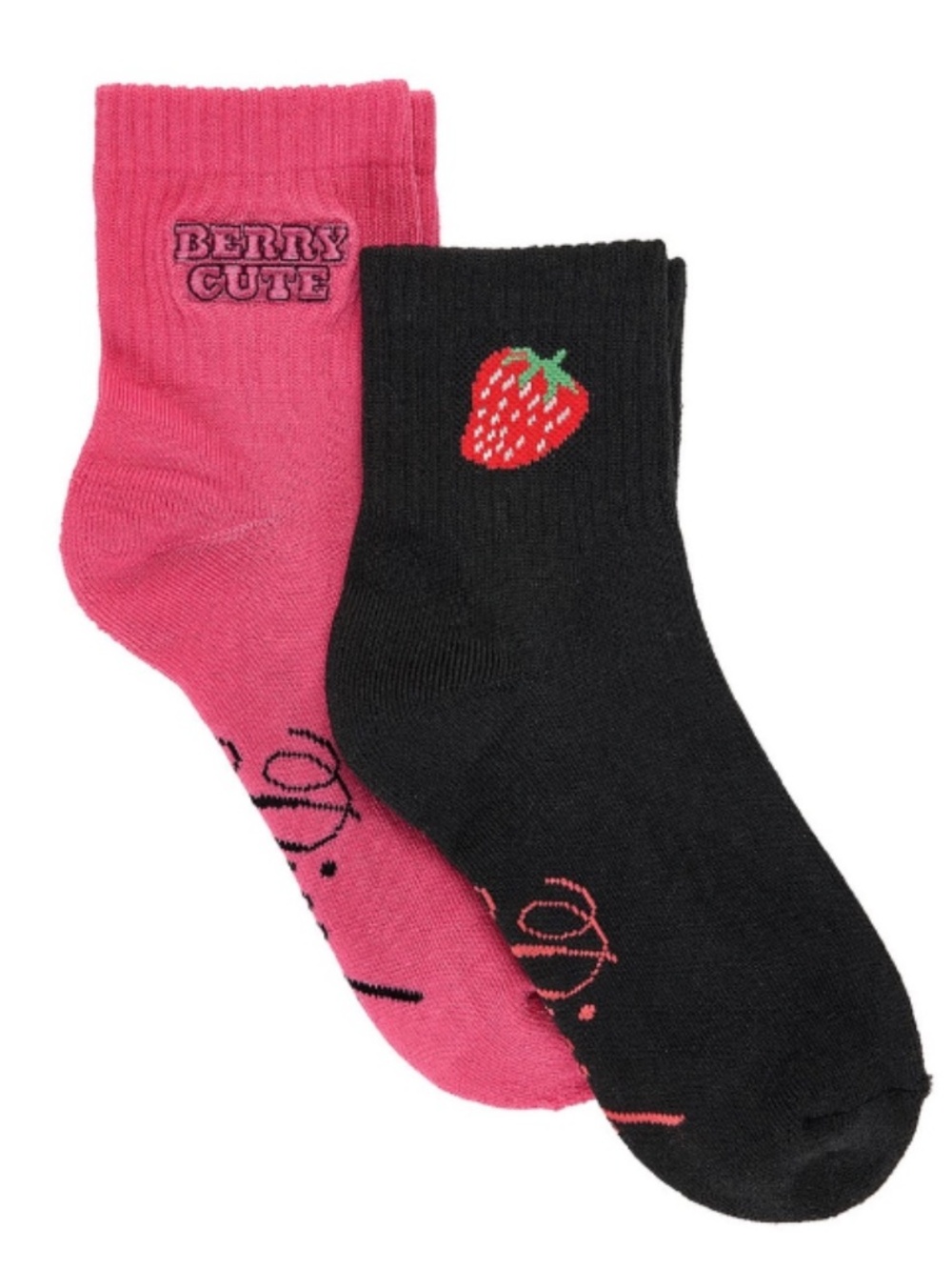 PINK Victoria’s Secret 2-Pk Quarter Socks Pink Strawberry NWT
